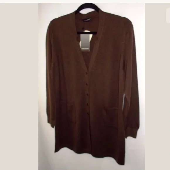 MARCHESIN Brown Merino Wool Cardigan XXL-XXXL - Picture 3 of 7